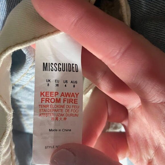 Missguided Blue Colorblock Cropped Denim Jacket - Picture 4 of 5